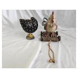 Carved Wood Chicken Sculpt ure and Bobblehead