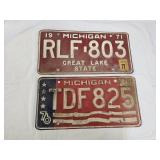 2 Vintage Automobile License Plates