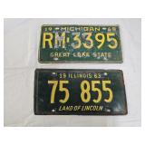 2 Vintage Automobile License Plates