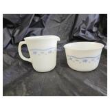 Vintage Pyrex Morning Blue Cream and Sugar Set