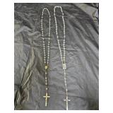 2 Aurora Borealis Beaded Catholic Rosaries
