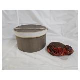 Vintage Velvet Feather Hat and Hat Box