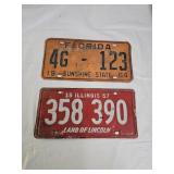 2 Vintage Automobile License Plates