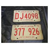 2 Vintage Automobile License Plates