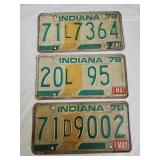 3 Vintage Automobile License Plates