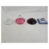 4 Vintage Glass and Porcelain Lids