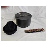 Vintage Wool Hat, Belt and Hat Box