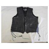 Leather Biker Vest with Pathces