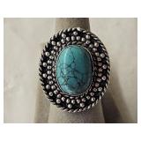 German Silver Turquoise Ring