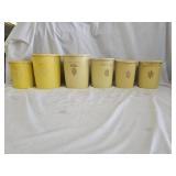 6 Tupperware Harvest Yellow Servalier Canisters