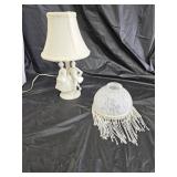 Vintage German Boudoir Lamp, Glass Fringed Shade