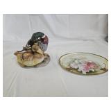 Porcelain Duck Figurine, HP Germany Tray
