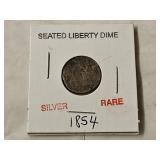 1854 Silver Seated Liberty Dime