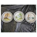 3 Hand Painted Japan Reticulated Plates