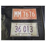 2 Vintage Automobile License Plates