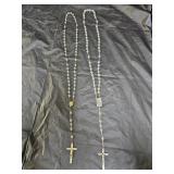 2 Aurora Borealis Beaded Catholic Rosaries