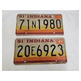 2 Vintage Automobile License Plates