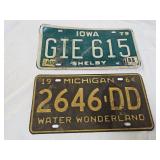2 Vintage Automobile License Plates