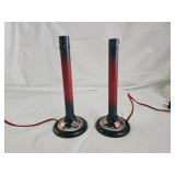 2 Vintage Poinsettia Christmas Electric Candles