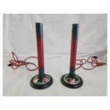 2 Vintage Poinsettia Christmas Electric Candles