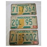 3 Vintage Automobile License Plates