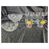 HP cream & Sugar, Stemmed Glasses Cut Glass Bowl