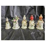 5 Porcelain Bird Bells