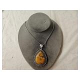 German Silver Mukaite Pendant Necklace