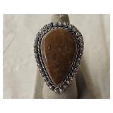 German Silver Ovean Jasper Ring