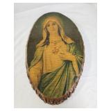 Immaculate Heart of Mary Print on Wood Plaque