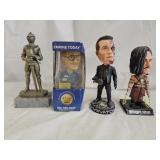 3 Collectible Bobbleheads, 1 Statue