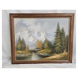 R. Scott Signed Mountain Landscape Oil on Canvas