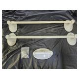2 Porcelain Towel Bars and 1 Toilet Paper Holder