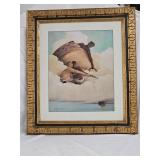 Signed Eric Jackson African Print w Gilded Frame