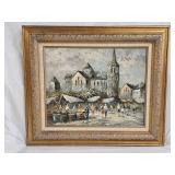 Burnett Signed Paris Street Scene Oil on Canvas