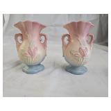 2 Hull Art Pottery Magnolia Double Handled Vases