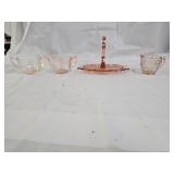 Pink Depression Creamers, Sugar Dish, Caddy
