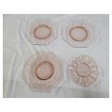 4 Pink Depression Plates
