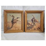 2 Western Scenes by Styka Prints on Board