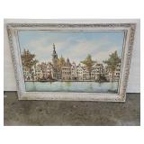 B. Kennedy Signed Canal Scene Oil on Canvas