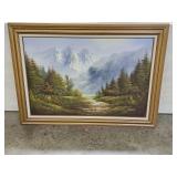 Simon Signed Mountain Landscape Oil on Canvas