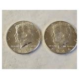 2 1964 BU Silver Kennedy Half Dollars