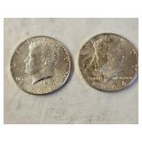 2 1964 BU Silver Kennedy Half Dollars