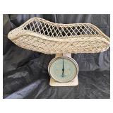 Antique Vintage Chatillon Wicker Baby Scale