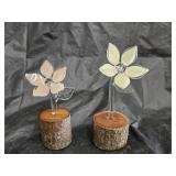 2 Lillie Expressions in Glass Art Dogwood Flowers