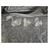 3 Lillie Expressions in Glass Signed Art Swans