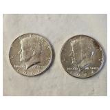 2 1964 BU Silver Kennedy Half Dollars