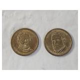 2 Gold Plated Presidential $1 Coins