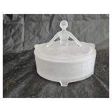 Art Deco Ballerina Frosted Satin Glass Powder Jar