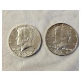 2 1964 BU Silver Kennedy Half Dollars